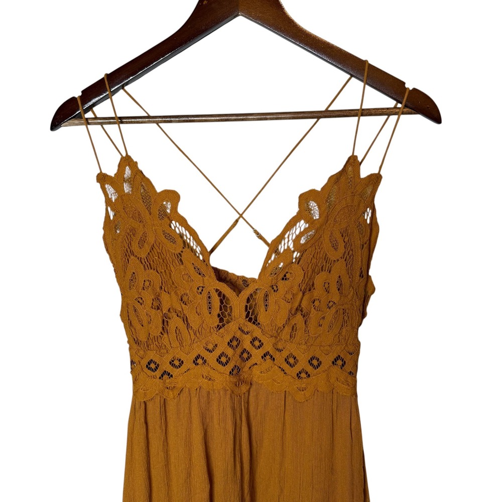 Free People Adela Dress in Mustard Yellow Size Medium - Picture 3 of 6